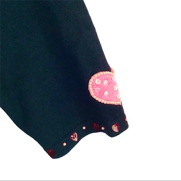 Vintage Valentines Jack B Quick Black Love Embellished Sweater - Picture 3 of 11